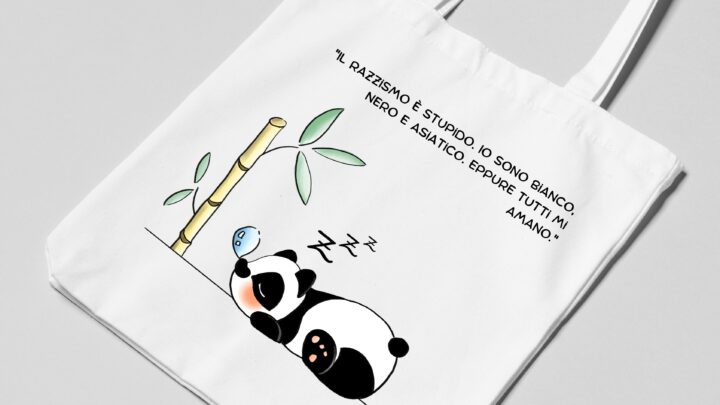 eco bag shopper personalizzata cambiamento climatico save the planet panda razzismo