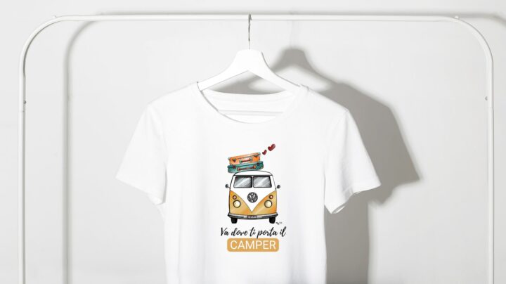 t-shirt camper personalizzata stampata cotone westfalia viaggio