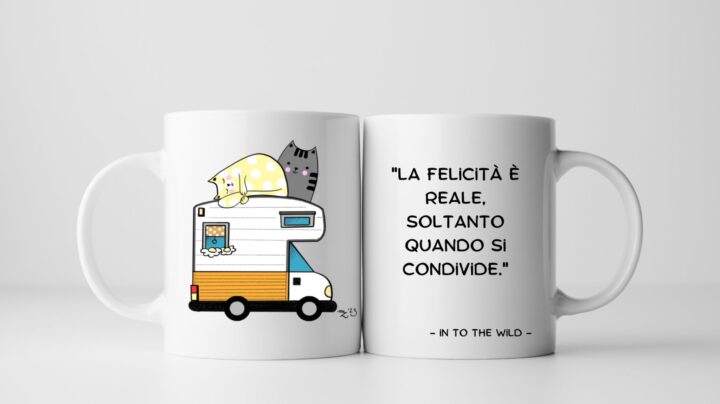 tazza camper vintage gatti san valentino in to the wild in ceramica mug